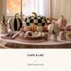 MACKENZIE-CHILDS Set of 4 Ceramic Dessert Plates, Decorative Dishes, Pumpkin, Pink-and-White Rosy Check(Rosy Check Pumpkin)