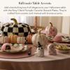 MACKENZIE-CHILDS Set of 4 Ceramic Dessert Plates, Decorative Dishes, Pumpkin, Pink-and-White Rosy Check(Rosy Check Pumpkin)