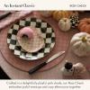 MACKENZIE-CHILDS Set of 4 Ceramic Dessert Plates, Decorative Dishes, Pumpkin, Pink-and-White Rosy Check(Rosy Check Pumpkin)
