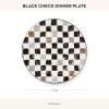 MACKENZIE-CHILDS Set of 4 Stoneware Dinner Plates, Dishwasher- and Microwave-Safe Plates, 10.5 Inches, Red-and-White Cherry Check(Black Check)