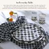 MACKENZIE-CHILDS Set of 4 Stoneware Dinner Plates, Dishwasher- and Microwave-Safe Plates, 10.5 Inches, Red-and-White Cherry Check(Black Check)