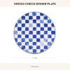 MACKENZIE-CHILDS Set of 4 Stoneware Dinner Plates, Dishwasher- and Microwave-Safe Plates, 10.5 Inches, Red-and-White Cherry Check(Blue Check)