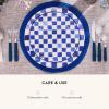 MACKENZIE-CHILDS Set of 4 Stoneware Dinner Plates, Dishwasher- and Microwave-Safe Plates, 10.5 Inches, Red-and-White Cherry Check(Blue Check)