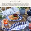 MACKENZIE-CHILDS Set of 4 Stoneware Dinner Plates, Dishwasher- and Microwave-Safe Plates, 10.5 Inches, Red-and-White Cherry Check(Blue Check)