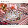 MACKENZIE-CHILDS Set of 4 Stoneware Dinner Plates, Dishwasher- and Microwave-Safe Plates, 10.5 Inches, Red-and-White Cherry Check(Multi Check)