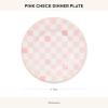 MACKENZIE-CHILDS Set of 4 Stoneware Dinner Plates, Dishwasher- and Microwave-Safe Plates, 10.5 Inches, Red-and-White Cherry Check(Pink Check)