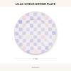 MACKENZIE-CHILDS Set of 4 Stoneware Dinner Plates, Dishwasher- and Microwave-Safe Plates, 10.5 Inches, Red-and-White Cherry Check(Purple Check)
