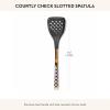 MACKENZIE-CHILDS Slotted Kitchen Spatula, Silicone Spatula for Cooking, Brown-and-White Mocha Check(Courtly Check)