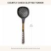 MACKENZIE-CHILDS Slotted Spoon, Silicone Turner for Cooking, Brown-and-White Mocha Check(Courtly Check)