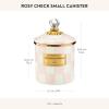 MACKENZIE-CHILDS Small Enamel Canister, Kitchen Storage Container for Flour and Sugar, 1.13 Liters, Blue-and-White Royal Check(Rosy Check)