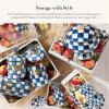MACKENZIE-CHILDS Small Enamel Canister, Kitchen Storage Container for Flour and Sugar, 1.13 Liters, Blue-and-White Royal Check(Royal Check)