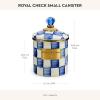 MACKENZIE-CHILDS Small Enamel Canister, Kitchen Storage Container for Flour and Sugar, 1.13 Liters, Blue-and-White Royal Check(Royal Check)