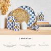 MACKENZIE-CHILDS Small Enamel Canister, Kitchen Storage Container for Flour and Sugar, 1.13 Liters, Blue-and-White Royal Check(Royal Check)