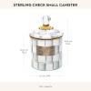 MACKENZIE-CHILDS Small Enamel Canister, Kitchen Storage Container for Flour and Sugar, 1.13 Liters, Blue-and-White Royal Check(Sterling Check)