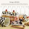 MACKENZIE-CHILDS Small Kitchen Canister, Decorative Glass Storage Jar with Lid, Green-and-White Emerald Check(Courtly Check)