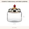 MACKENZIE-CHILDS Small Kitchen Canister, Decorative Glass Storage Jar with Lid, Green-and-White Emerald Check(Courtly Check)