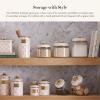 MACKENZIE-CHILDS Small Kitchen Canister, Decorative Glass Storage Jar with Lid, Green-and-White Emerald Check(Rosy Check)