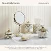 MACKENZIE-CHILDS Small Kitchen Canister, Decorative Glass Storage Jar with Lid, Green-and-White Emerald Check(Sterling Check)