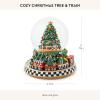 MACKENZIE-CHILDS Snow Globe, Christmas Decoration for Living Room, Holiday Decor, Courtly Teapot(Cozy Christmas Tree & Train)
