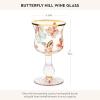MACKENZIE-CHILDS Stemmed Wine Glass, Decorative Glassware, 12 Ounces, Deck the Halls(Butterfly Hill)