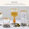 MACKENZIE-CHILDS Stemmed Wine Glass, Decorative Glassware, 12 Ounces, Deck the Halls(Courtly Check)