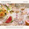 MACKENZIE-CHILDS Stemmed Wine Glass, Decorative Glassware, 12 Ounces, Deck the Halls(Rosy Check)