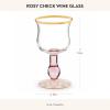 MACKENZIE-CHILDS Stemmed Wine Glass, Decorative Glassware, 12 Ounces, Deck the Halls(Rosy Check)