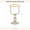 MACKENZIE-CHILDS Stemmed Wine Glass, Decorative Glassware, 12 Ounces, Deck the Halls(Sterling Check)