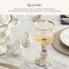 MACKENZIE-CHILDS Stemmed Wine Glass, Decorative Glassware, 12 Ounces, Deck the Halls(Sterling Check)