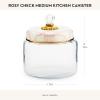 MACKENZIE-CHILDS Sterling Check Kitchen Canister, Decorative Gray-and-White Glass Storage Jar with Lid, Medium(Rosy Check)