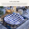 MACKENZIE-CHILDS Stoneware Serving Platter, Decorative Dinnerware Plate, 15″ W x 12″ L, Red-and-White Cherry Check(Indigo)