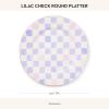 MACKENZIE-CHILDS Stoneware Serving Platter, Decorative Dinnerware Plate, 15″ W x 12″ L, Red-and-White Cherry Check(Lilac)