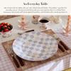 MACKENZIE-CHILDS Stoneware Serving Platter, Decorative Dinnerware Plate, 15″ W x 12″ L, Red-and-White Cherry Check(Lilac)