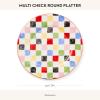 MACKENZIE-CHILDS Stoneware Serving Platter, Decorative Dinnerware Plate, 15″ W x 12″ L, Red-and-White Cherry Check(Multicolor)