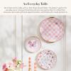 MACKENZIE-CHILDS Stoneware Serving Platter, Decorative Dinnerware Plate, 15″ W x 12″ L, Red-and-White Cherry Check(Pink)