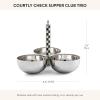 MACKENZIE-CHILDS Supper Club Trio, Stainless-Steel Serving Bowls for Condiments and Snacks, Black-and-White Courtly Check(Courtly Check)