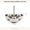 MACKENZIE-CHILDS Supper Club Trio, Stainless-Steel Serving Bowls for Condiments and Snacks, Black-and-White Courtly Check(Sterling Check)