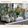 MACKENZIE-CHILDS Toile Small Resin Pumpkin, Halloween Tabletop Decor, Blue-and-White Royal(Black)