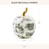 MACKENZIE-CHILDS Toile Small Resin Pumpkin, Halloween Tabletop Decor, Blue-and-White Royal(Black)