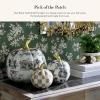 MACKENZIE-CHILDS Toile Small Resin Pumpkin, Halloween Tabletop Decor, Blue-and-White Royal(Black)