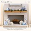 MACKENZIE-CHILDS Toile Small Resin Pumpkin, Halloween Tabletop Decor, Blue-and-White Royal(Royal)