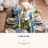 MACKENZIE-CHILDS Toile Small Resin Pumpkin, Halloween Tabletop Decor, Blue-and-White Royal(Royal)