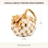 MACKENZIE-CHILDS Twisted-Stem Pumpkin, Resin Halloween Home Decor, Blue-and-White Royal Swirl(Mocha Check)
