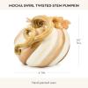 MACKENZIE-CHILDS Twisted-Stem Pumpkin, Resin Halloween Home Decor, Blue-and-White Royal Swirl(Mocha Swirl)
