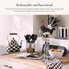 MACKENZIE-CHILDS Utensil Caddy Set with Kitchen Utensils, Brown-and-White Mocha Check(Courtly Check)