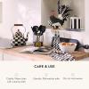 MACKENZIE-CHILDS Utensil Caddy Set with Kitchen Utensils, Brown-and-White Mocha Check(Courtly Check)