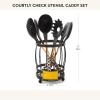 MACKENZIE-CHILDS Utensil Caddy Set with Kitchen Utensils, Brown-and-White Mocha Check(Courtly Check)