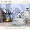 MACKENZIE-CHILDS Utensil Caddy Set with Kitchen Utensils, Brown-and-White Mocha Check(Sterling Check)