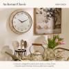 MACKENZIE-CHILDS Wall Clock, Decorative Enamel Clock for Kitchen and Living Room, Brown-and-White Mocha Check(Rosy Check)