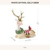 MACKENZIE-CHILDS White Jolly Deer Statue, Christmas Deer Decor, Sitting(Sitting)